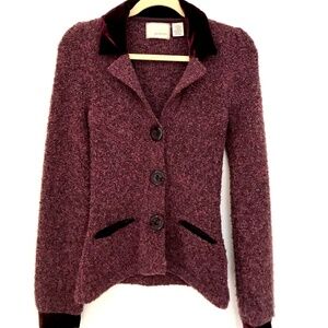 Anthropologie Guinevere Boucle and Velvet  Sweater Jacket